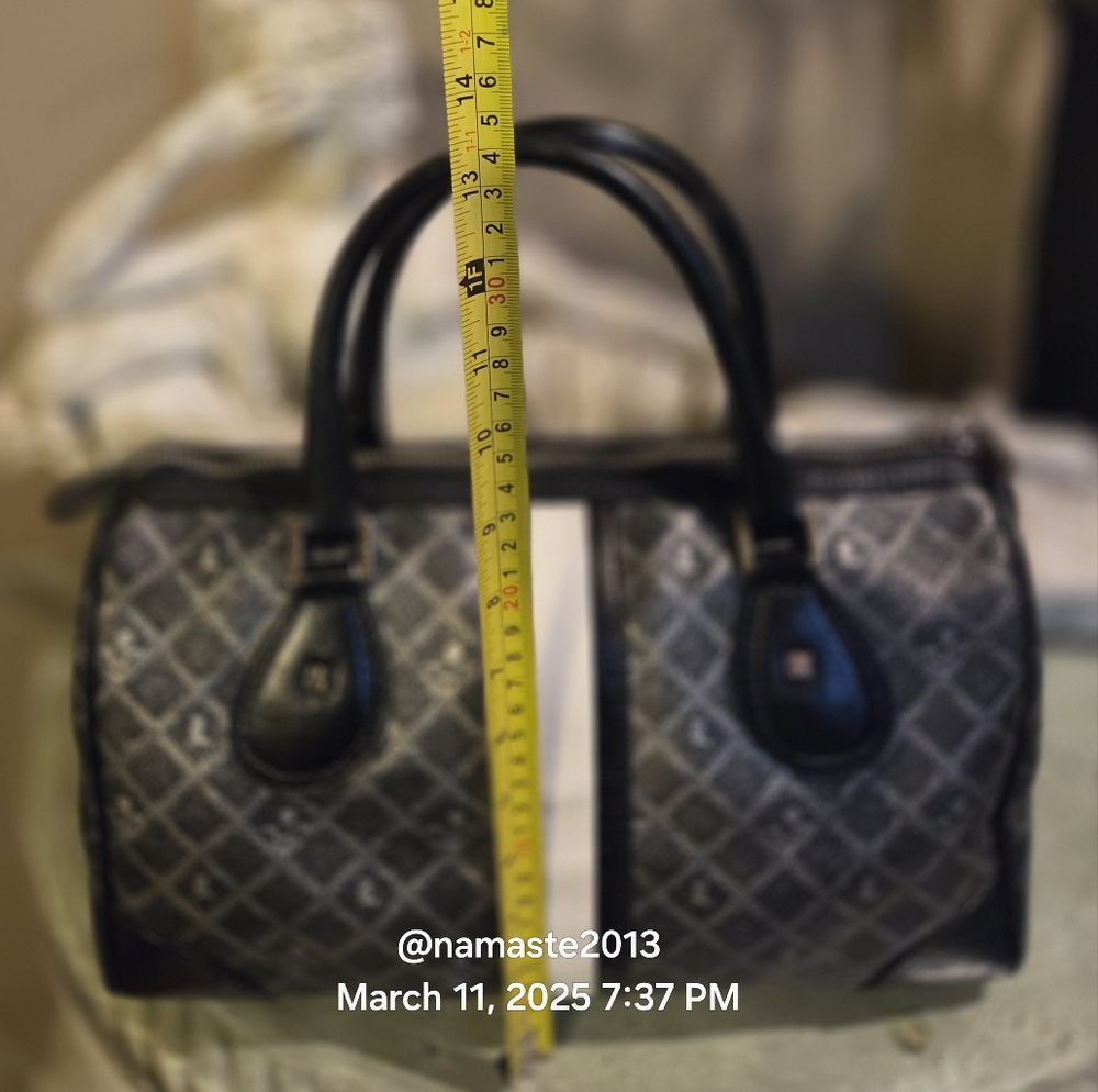 L.A.M.B. Gwen Stefani Small Satchel Silver Black Grey Designer Leather #104 - Picture 8 of 13